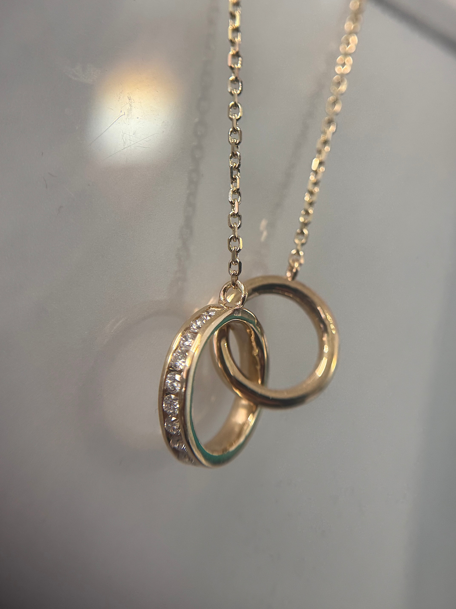14KY Double Circle Pendant with LG Diamonds