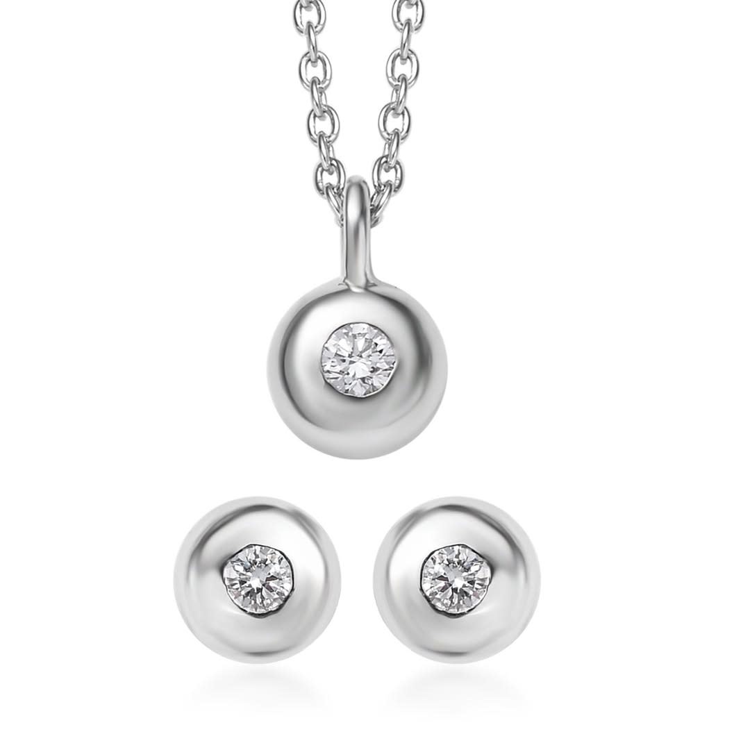.925 LG Diamond Earring & Pendant Set