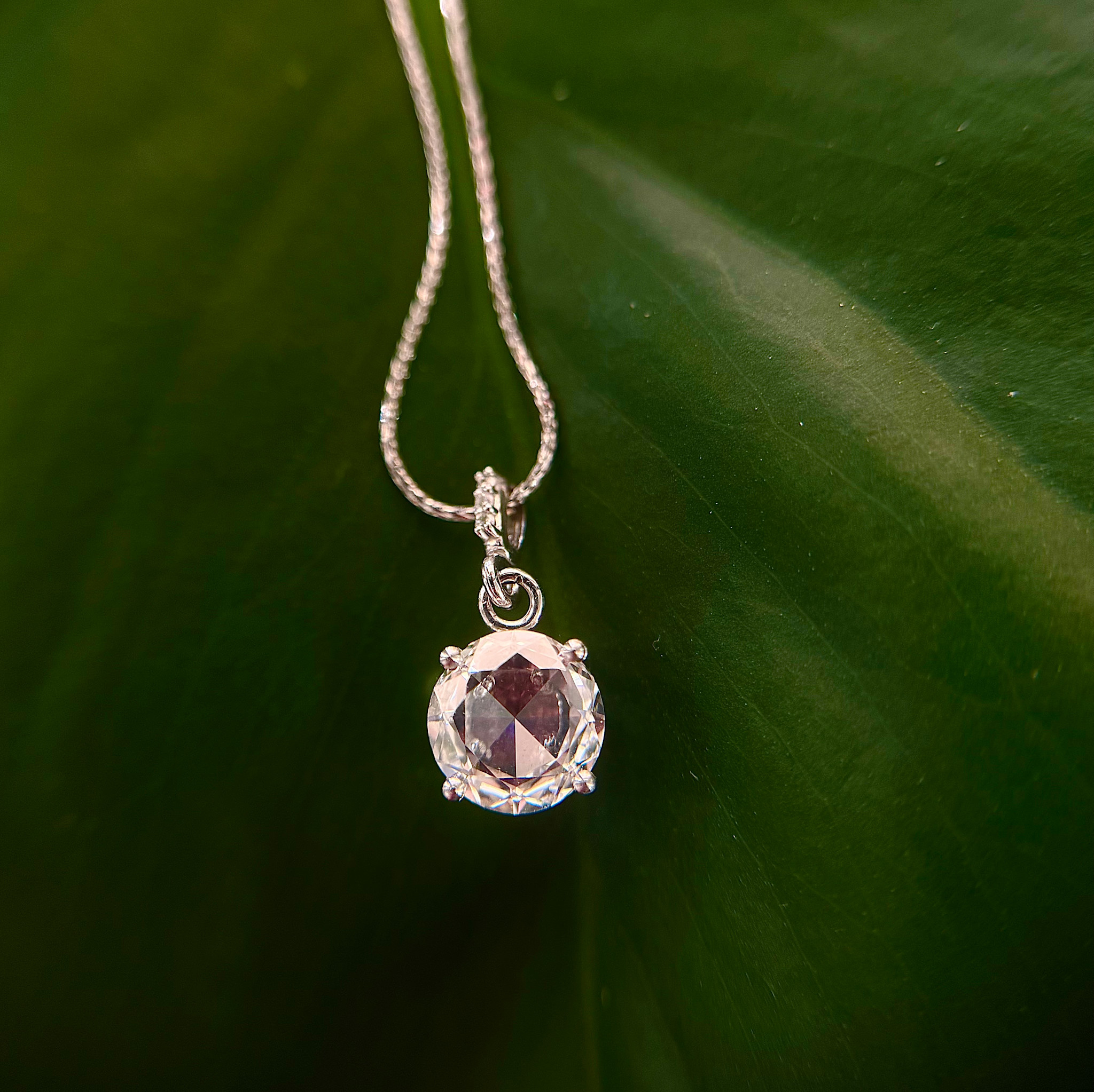 "The Crystal" 14KW 1.04CT D VS2 Rose Cut Pendant