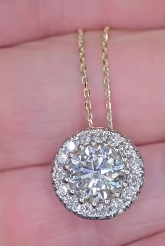 14K Lab Grown Diamond Pendant 1.10CTW (1CT Center)