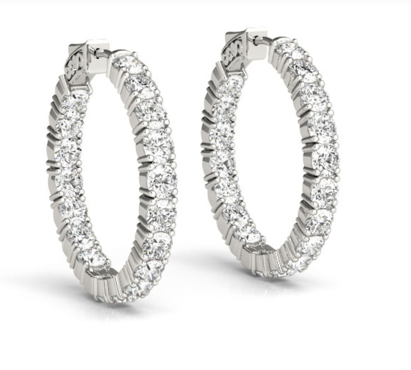 .925 5CTTW Locking LG Diamond Hoops