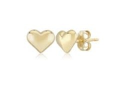 Ss Vermeil 8mm Puffed Heart Stud