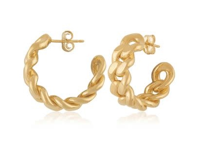 Ss Vermeil Med Miami Cuban Link Hoop