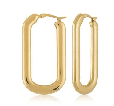 Ss Vermeil Long Flat Oval Hoop