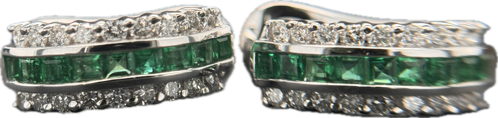 18KW Emerald & Diamond Earrings