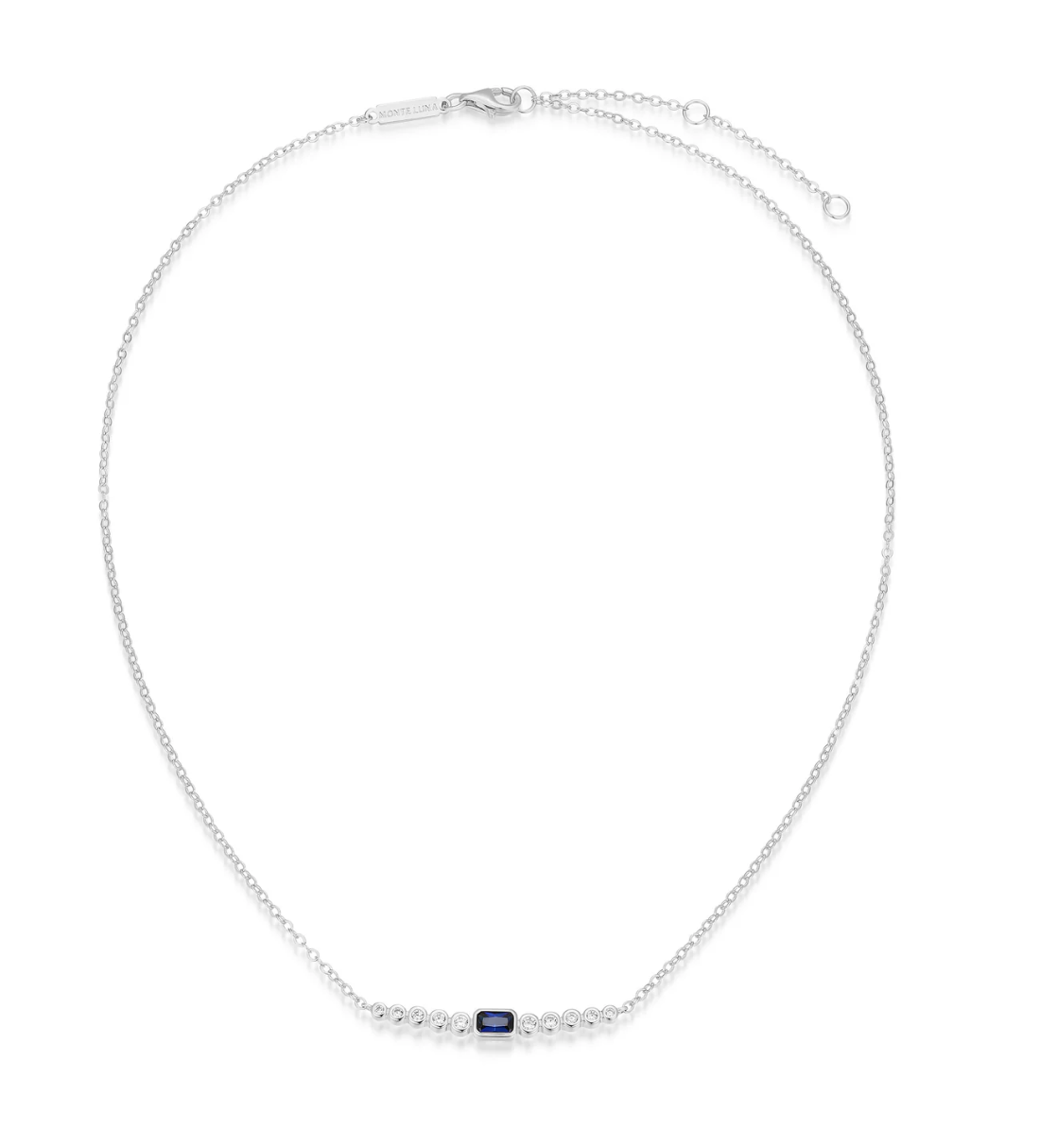 Monte Luna Lab-Created Blue Sapphire & Lab-Created Diamond Bar Necklace