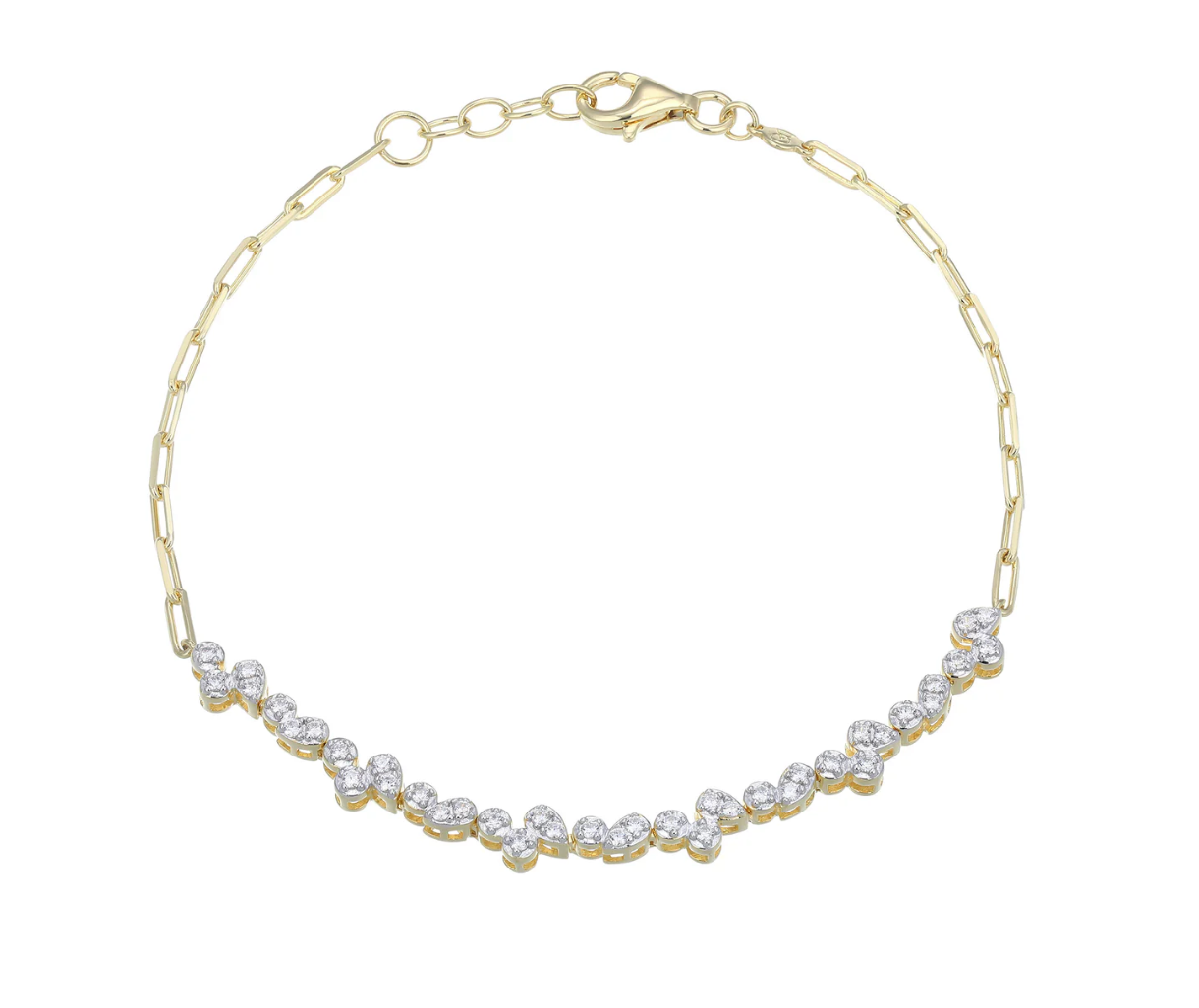 Monte Luna Pear/Round Lab-Created Diamond Paperclip Bracelet