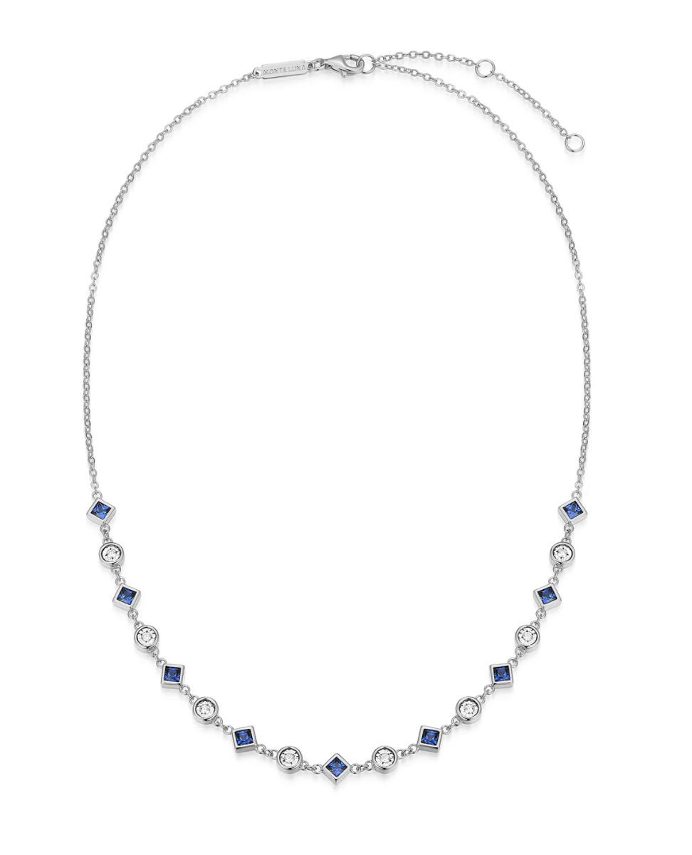 Monte Luna Lab-Created Blue Sapphire & Lab-Created Diamond Station Necklace