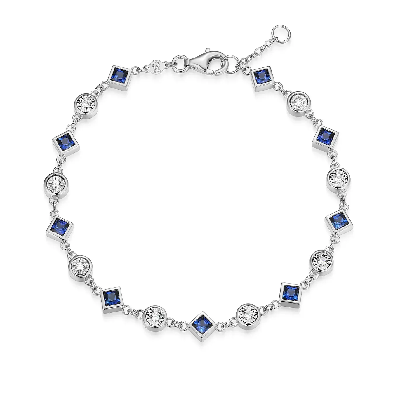 Monte Luna Lab-Created Blue Sapphire & Lab-Created Diamond Station Bracelet