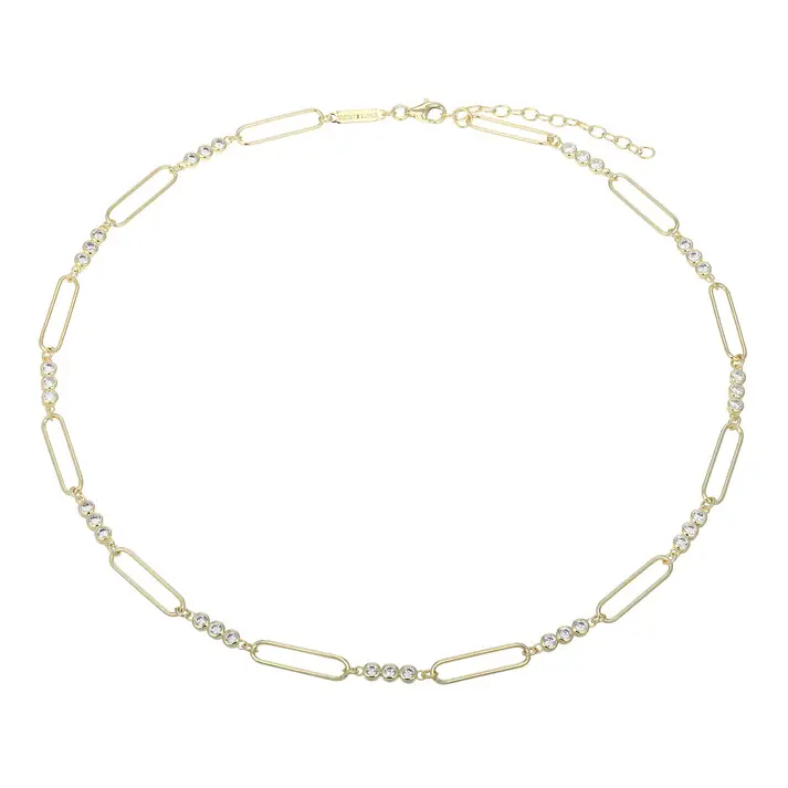 Monte Luna .925 Bezel Paperclip Lab-Created Diamond Necklace