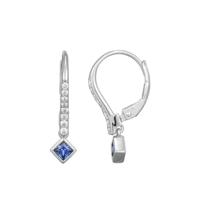 Monte Luna Lab-Created Blue Sapphire & Lab-Created Diamond Leverback Earring