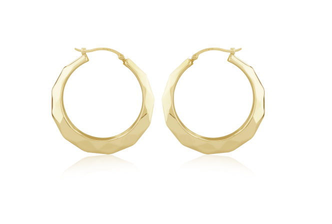 .925 Ss Vermeil Facet Cut Hoop