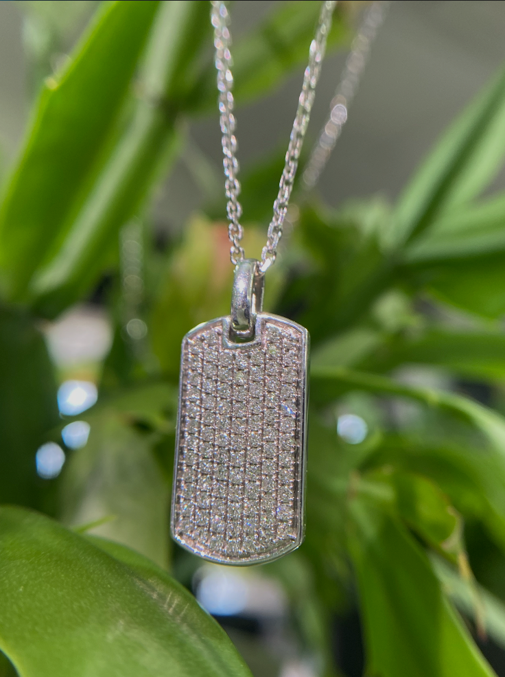 .925 Dog Tag Pendent with .75CTW LG Diamonds