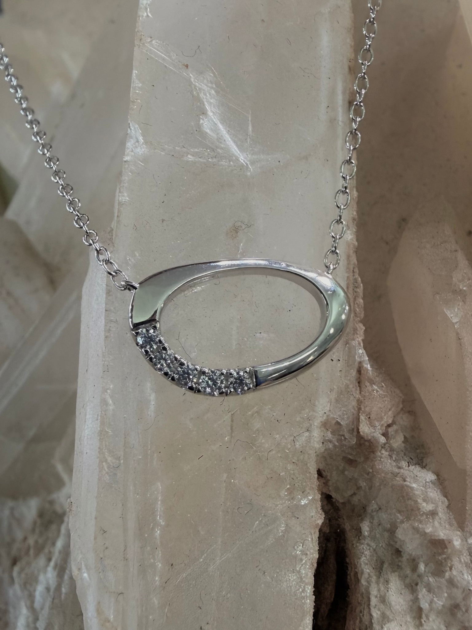 .925 Oval Abstract and CZ Pendent