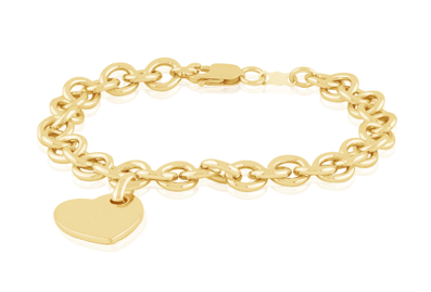 Carla .925 Vermeil Heavy Cable 7.5in & Heart Tag Bracelet