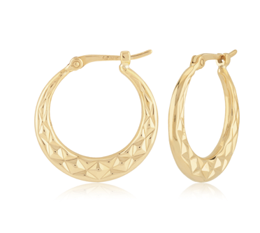 Carla 14ky Small Diamond Cut Hoop Earring