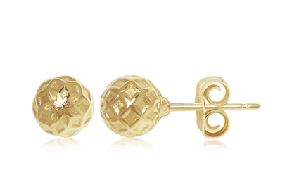 Carla 14KY Textured 6mm Ball Stud Earring