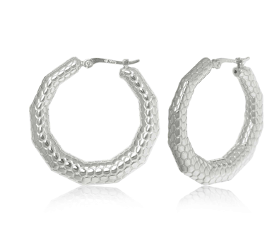Carla .925 Honeycomb Textured Hoop Earring