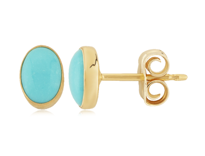 Carla 14KY Turquoise Stud Earrings 6x4