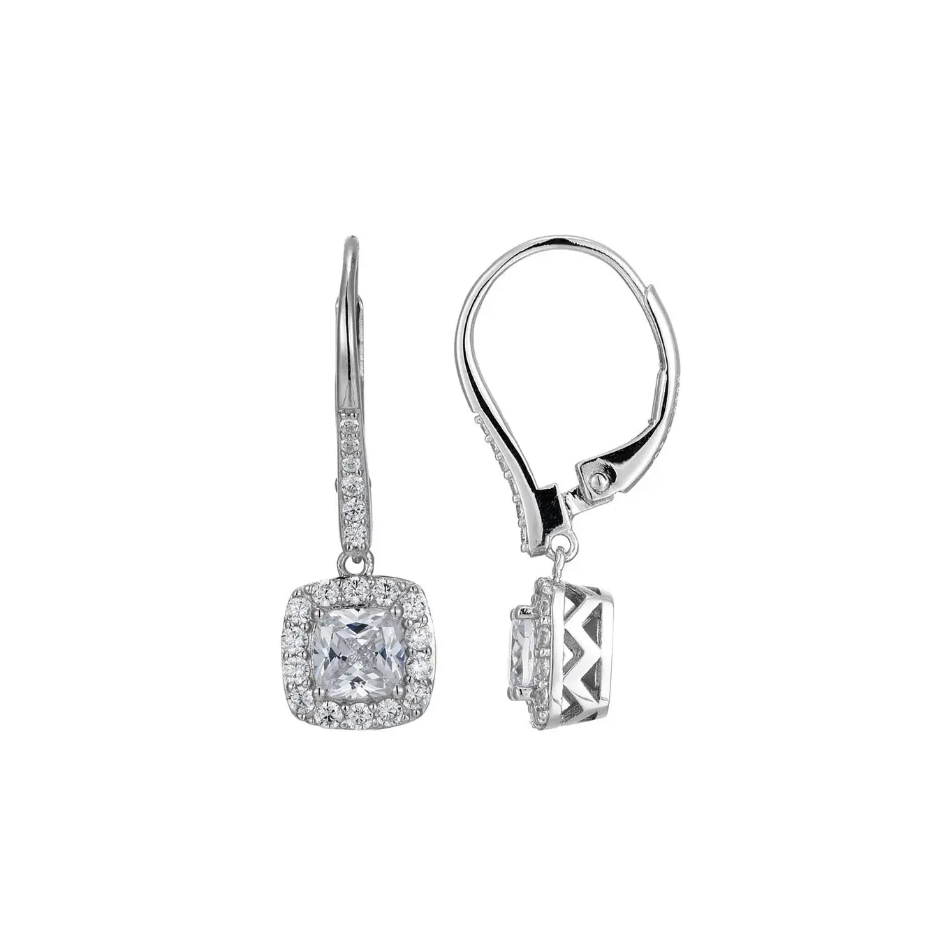Elle Sterling CZ  Halo Earrings