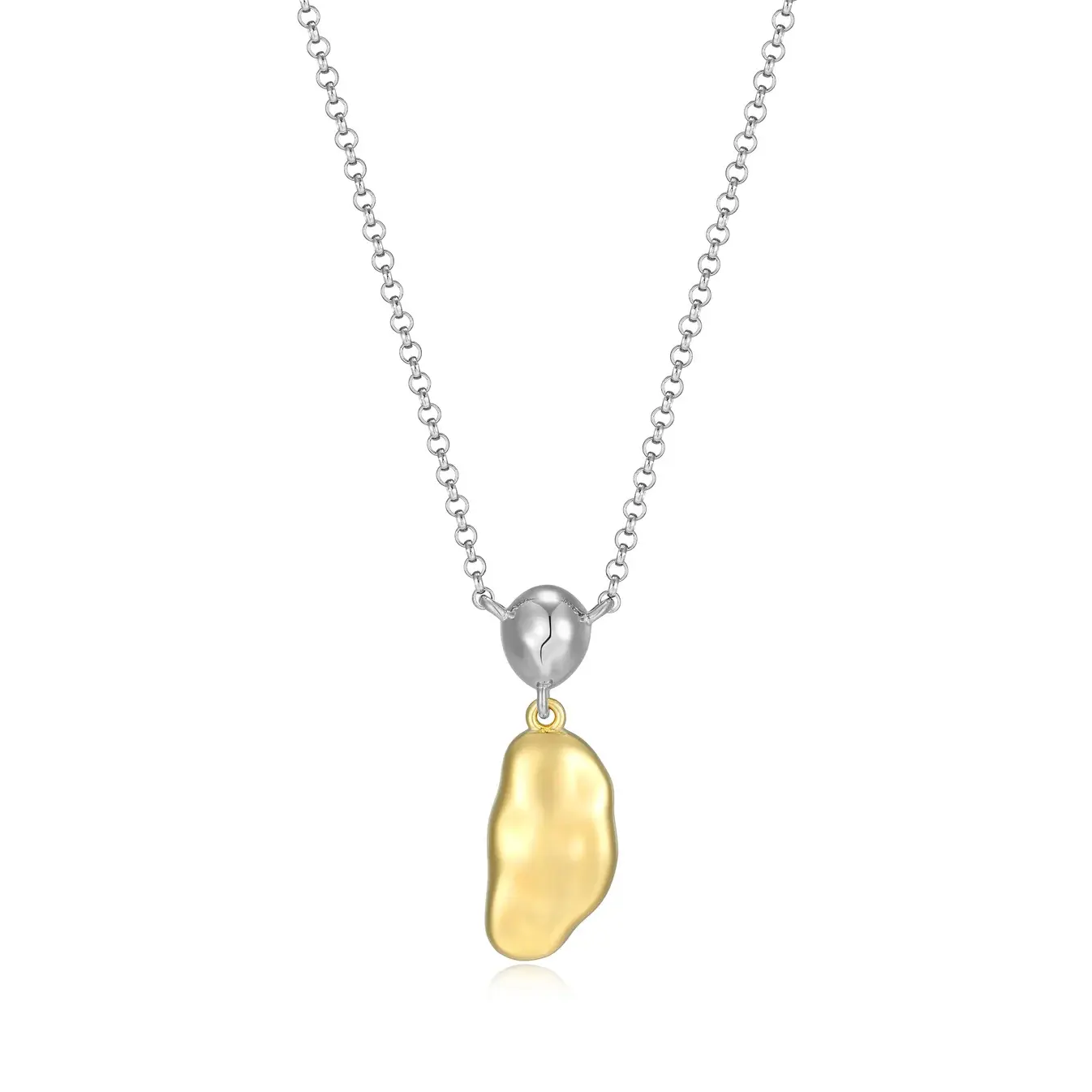Elle Two tone 14KY Plated Sterling Silver Drop Pendent