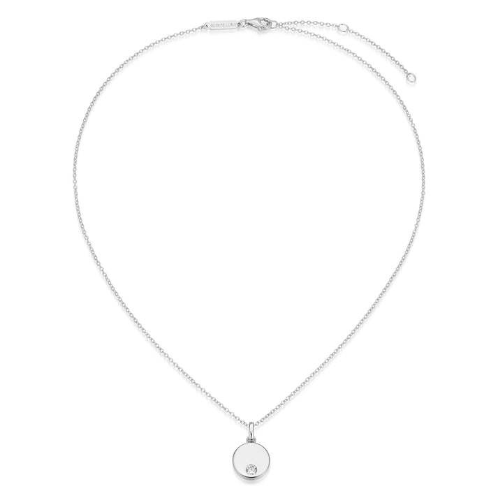 Monte Luna Round Disc Pendant Necklace .20ct LG Diamond