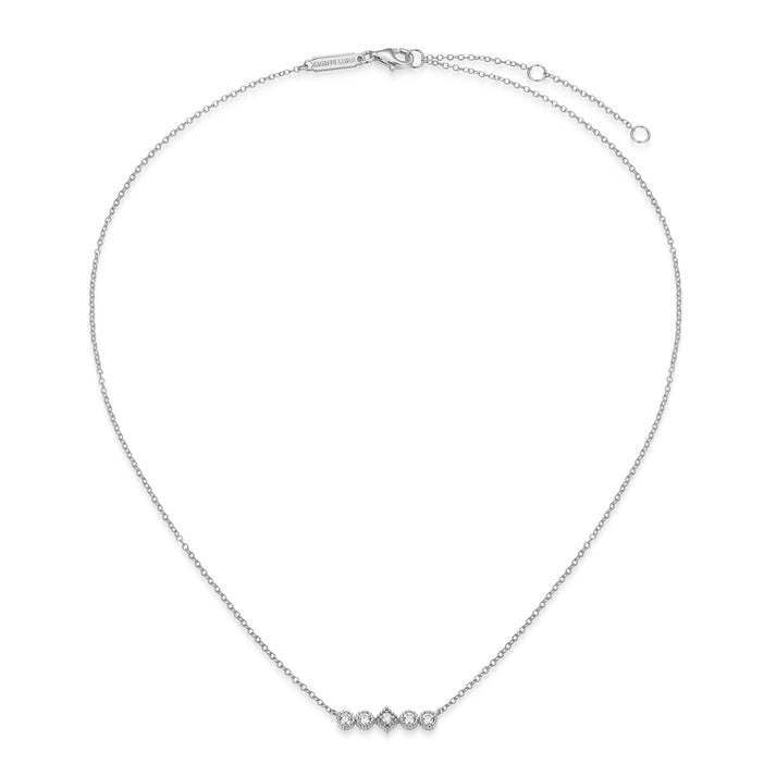 Monte Luna Round & LG Diamond Beaded Halo Necklace .25cttw
