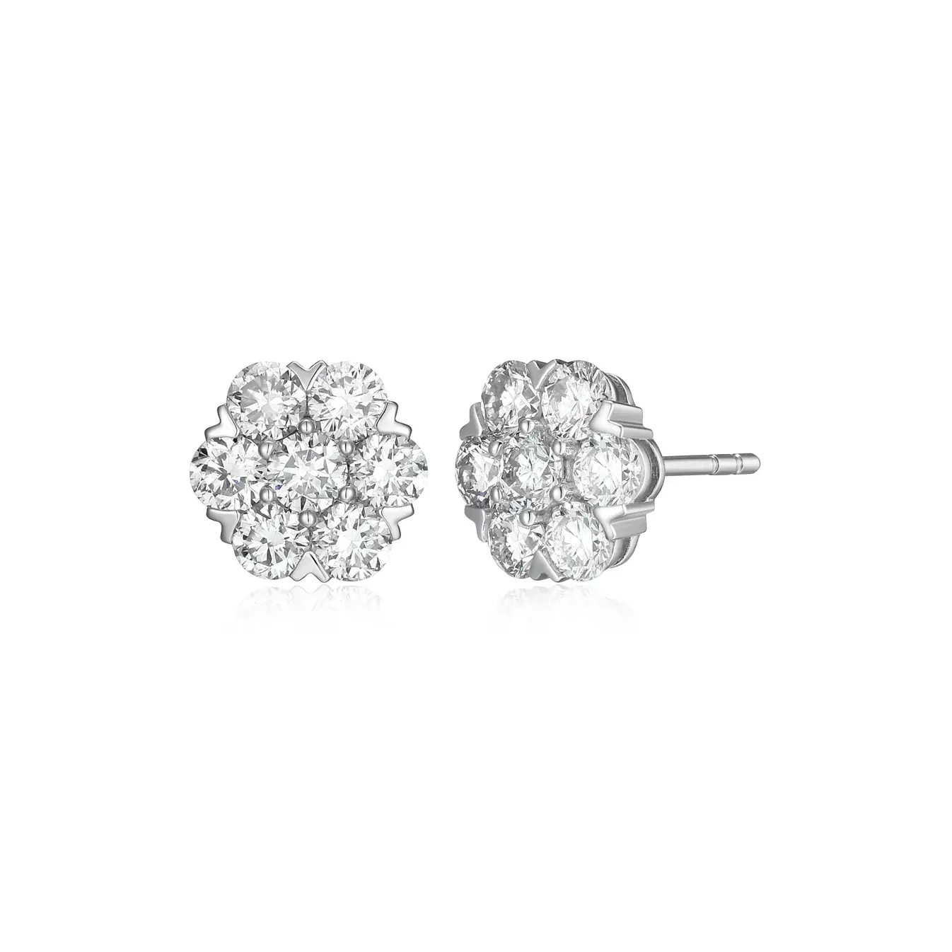 Monte Luna Sterling Silver 1 CTTW LG Diamond Cluster Stud Earrings
