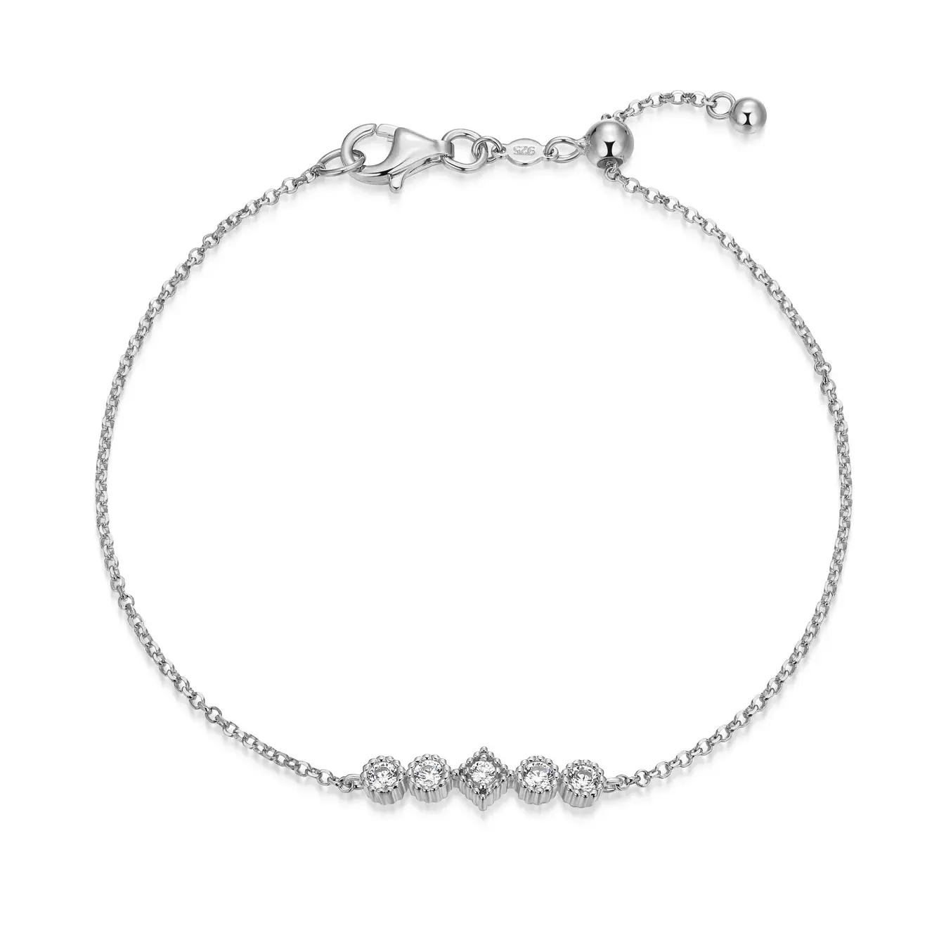 Monte Luna Sterling Silver LG Diamond Bolo Bracelet