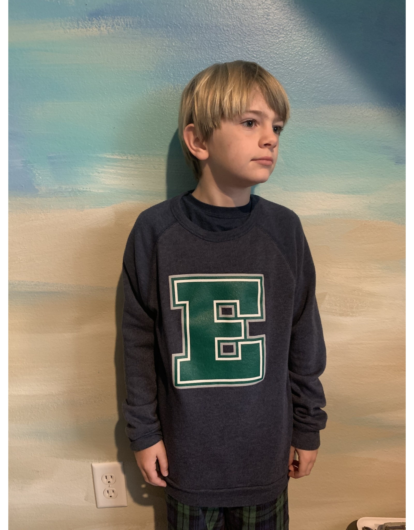 Alternative Apparel Youth "Big E" Sweatshirt, Heather blue