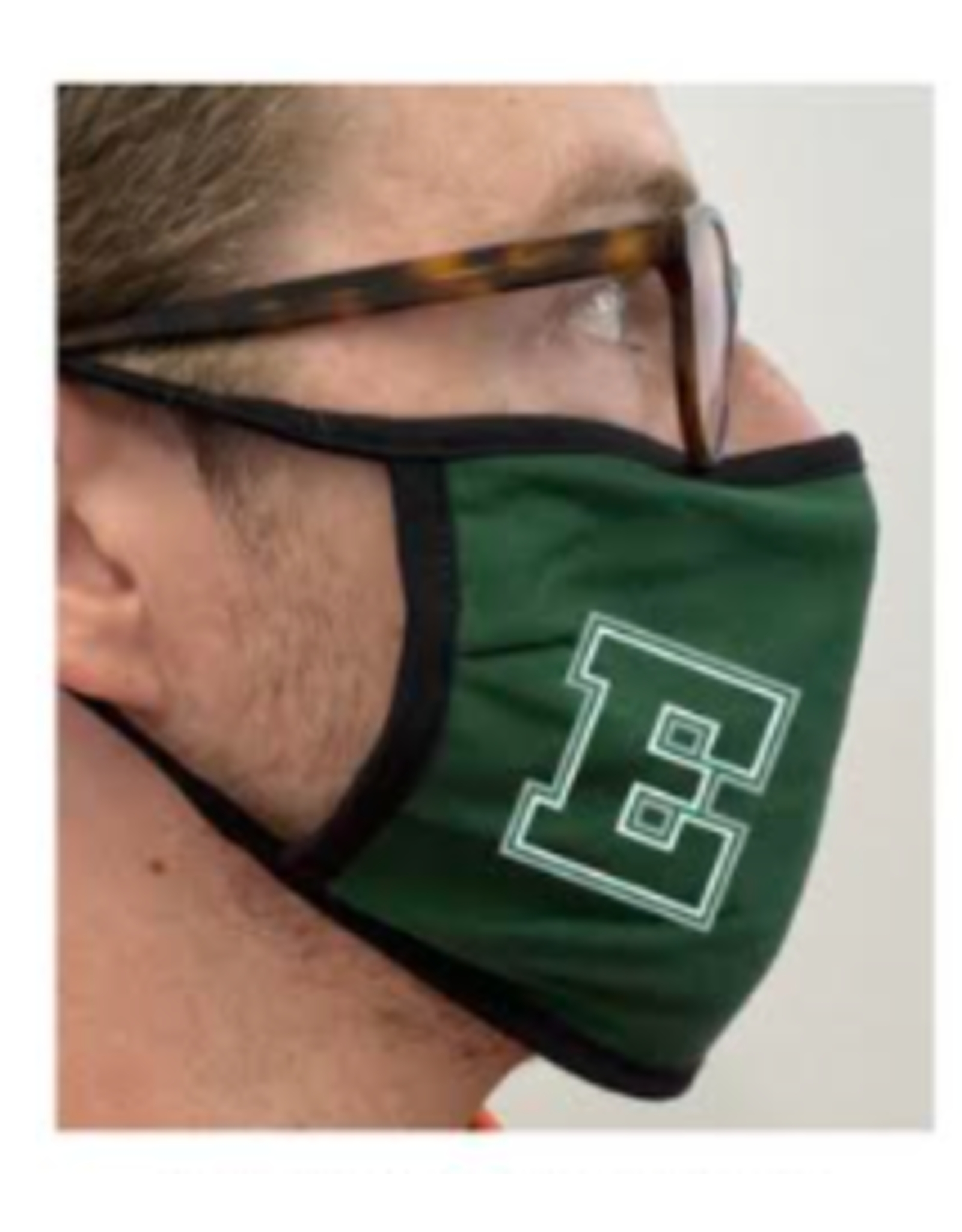 AR Cloth Mask Mask, Green with E Logo, ADULT