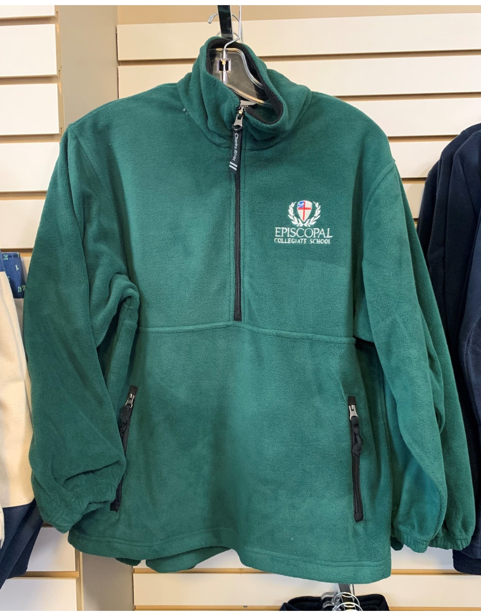 Charles River Adirondack Youth 1/2 zip fleece pullover, Forest Green