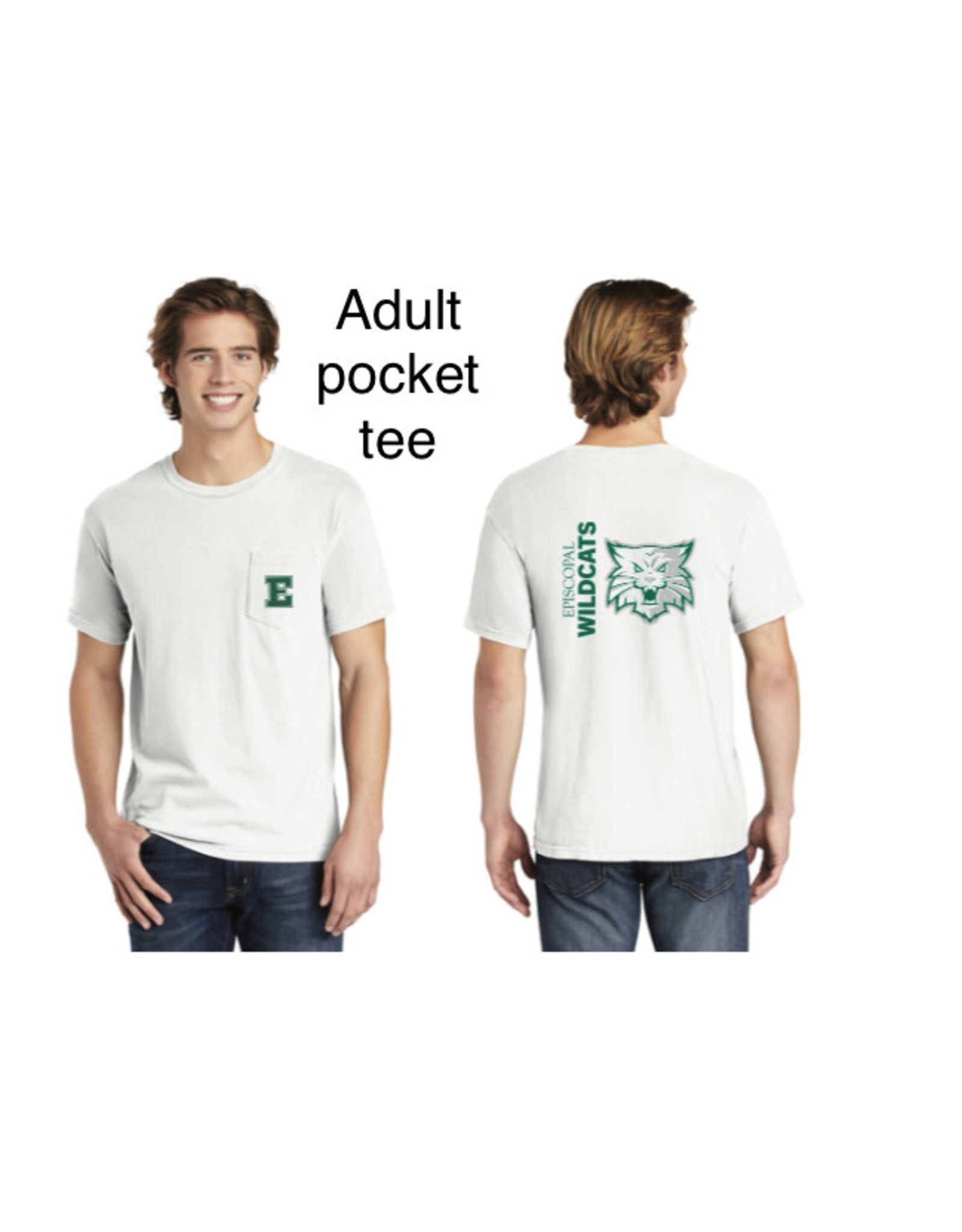 Comfort Colors Adult White wildcat on back pocket tee 2022