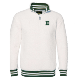 Boxercraft White Sherpa Fleece Varsity Pullover, 1/4 Zip, Adult