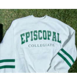 White Episcopal sweatshirt with green stripes