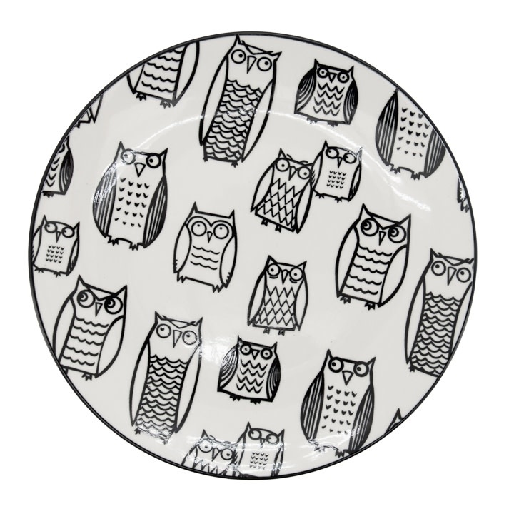 Assiette Kiri Porcelain 8.5 Side Plate - Owl Outline