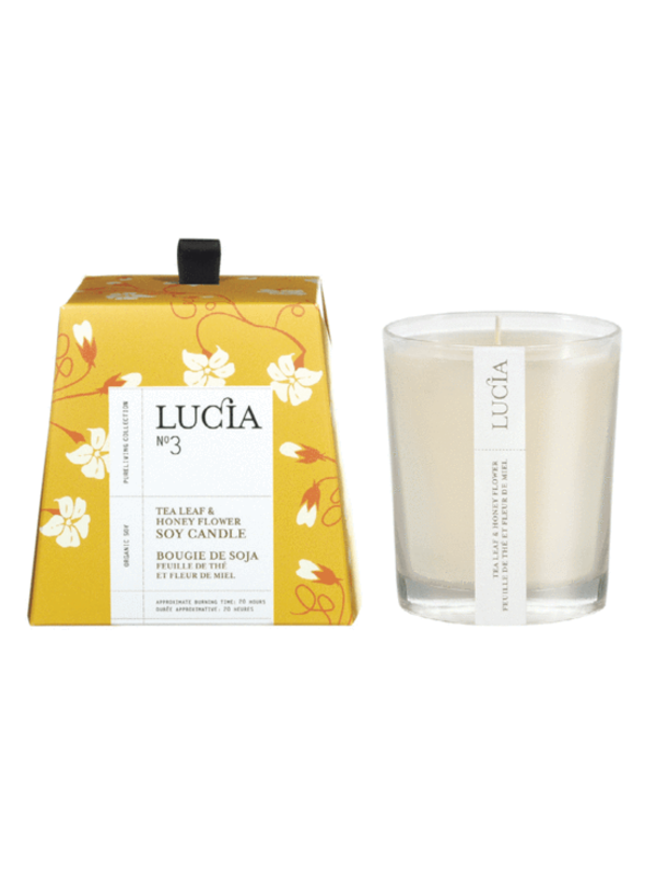 Lucia N°3 Bougie de soja Feuille de thé et miel sauvage 20h Lucia