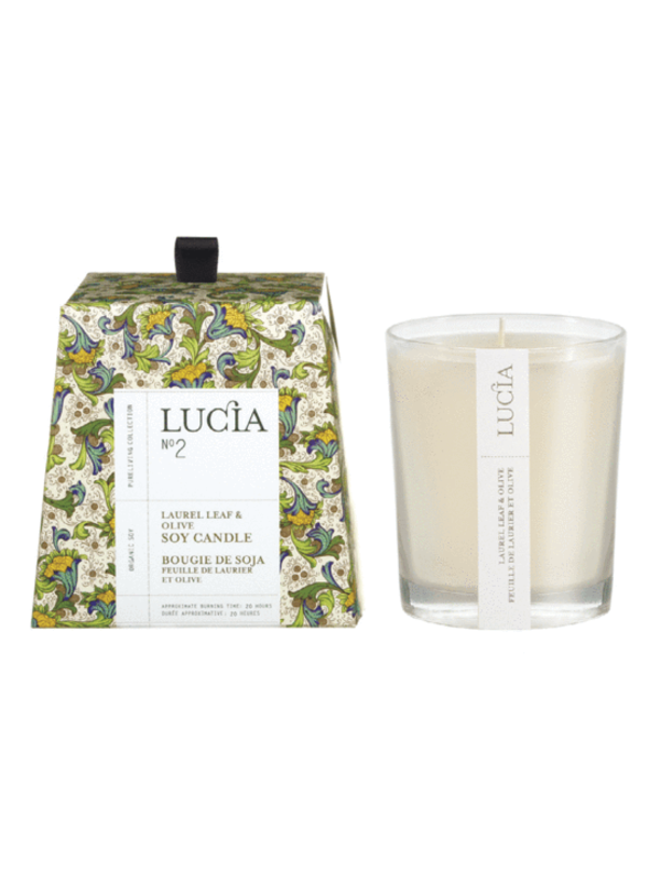 Lucia N°2 Bougie de soja Feuille de laurier et olive 20h Lucia