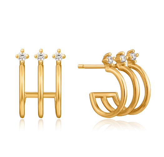 Boucles d'oreilles Ania Haie Triple Gold Mini Hoop Stud