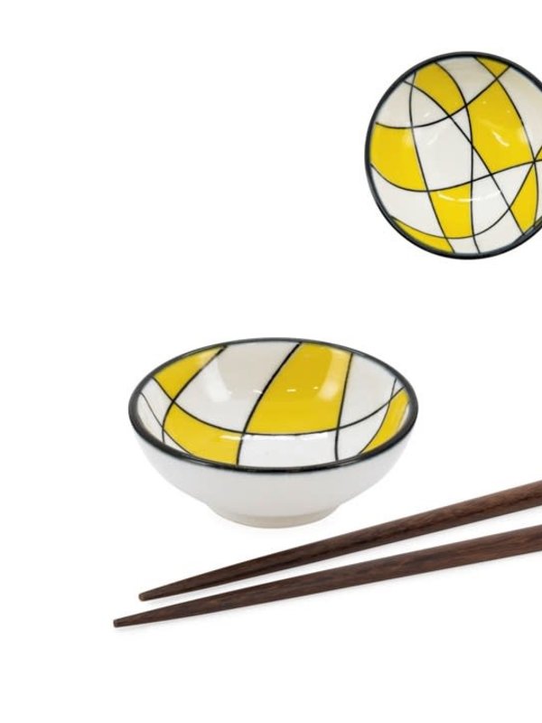 Torre & Tagus Bol à sauce 3'' en porcelaine Kiri yellow abstract