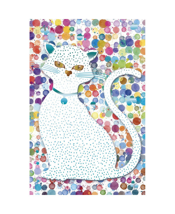 Carte de souhait chat multicolore