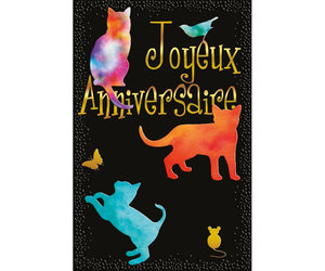 Carte De Souhait Joyeux Anniversaire Chat Noir Boutique Amandine