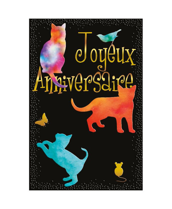 Carte De Souhait Joyeux Anniversaire Chat Noir Boutique Amandine