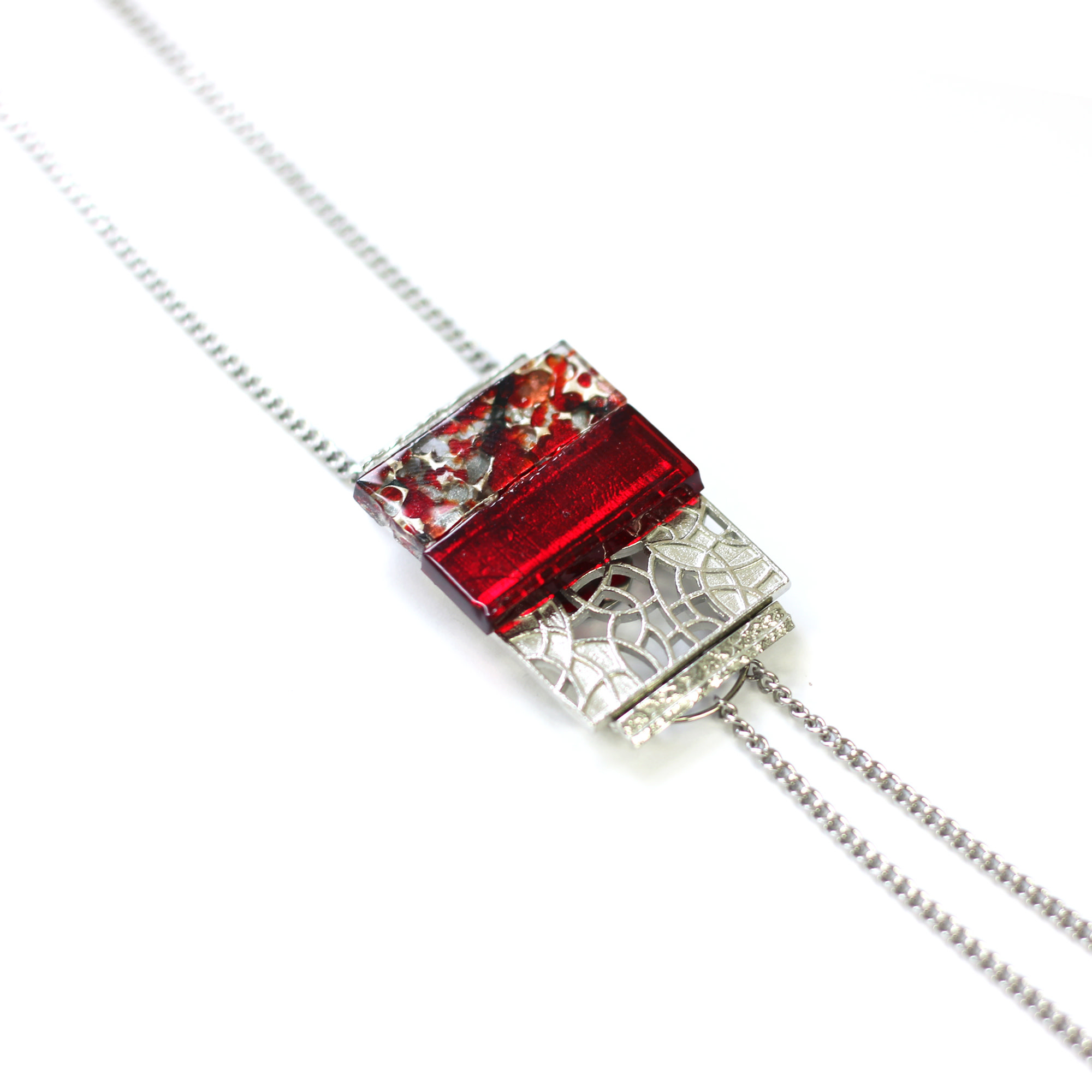 Collier Sautoir SImple Mozaik rouge