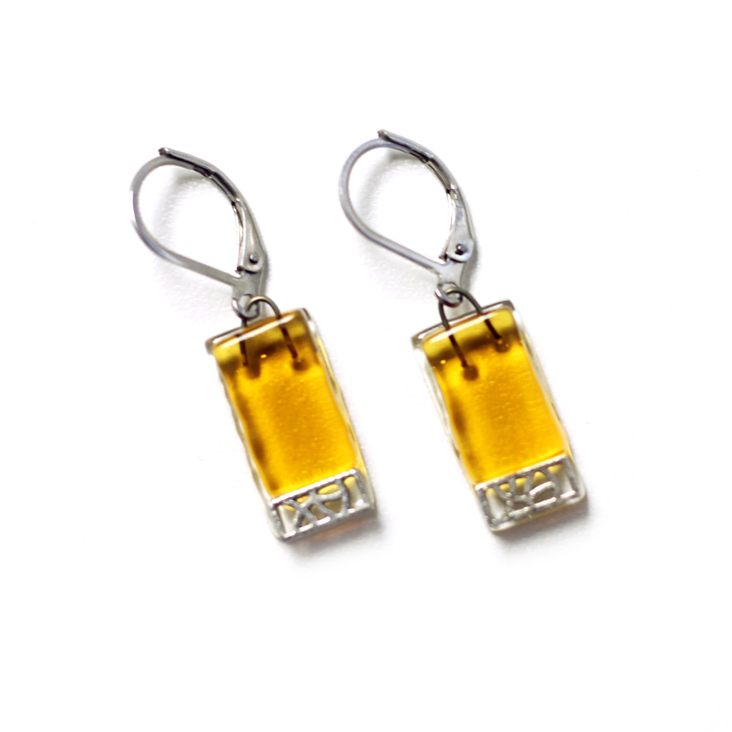 Boucle d'oreilles Mosaik sur verre doré