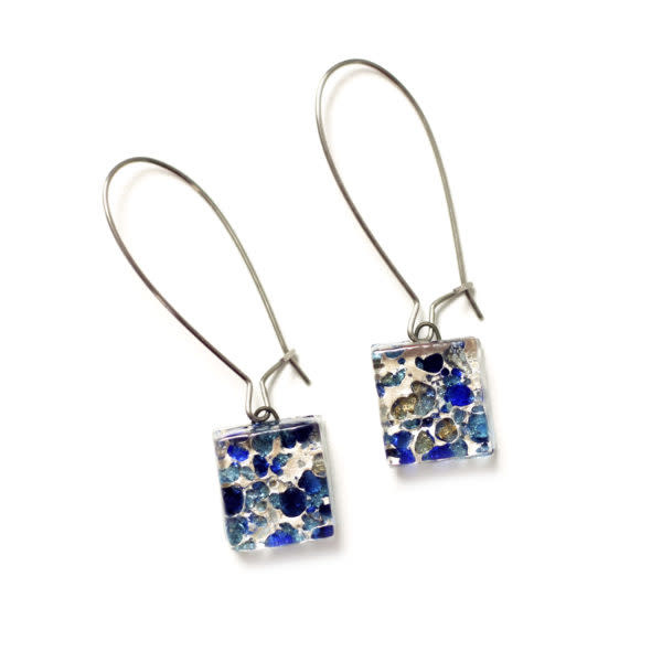 Boucle d'oreilles longue bleu