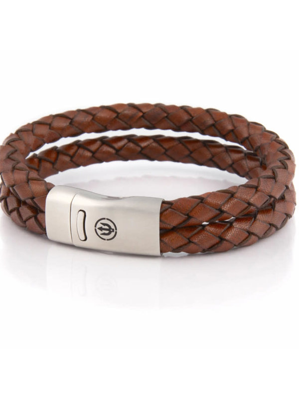 Neptn Bracelet Commodore trident Steel Double 6 L Classic Brown
