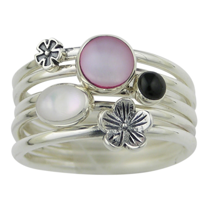 Bague DSA Bouquet Onyx, Perle et Perle Rose RS1160