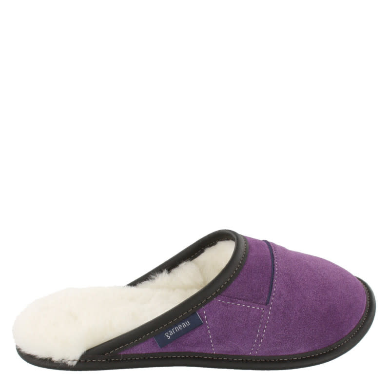 Pantoufle Garneau femme mule suède laser