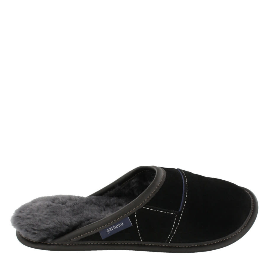 Pantoufle Garneau homme mule suède noir Silverfox